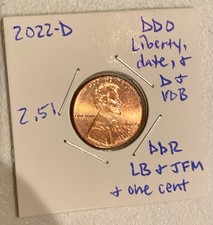 2022 D Lincoln Penny DDR DDO and Finger Finger Error Brilliant Red