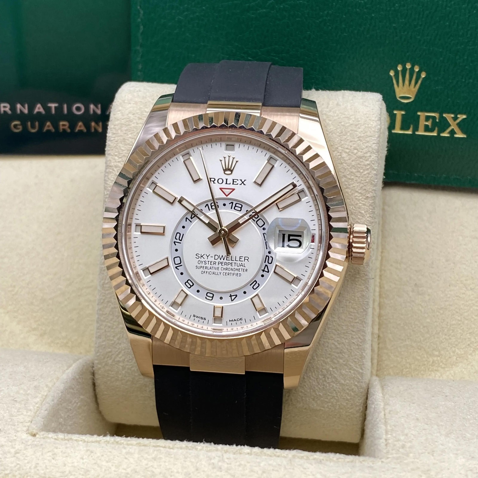 Rolex Sky Dweller 42mm 326235 Rose Gold White Dial Automatic Watch B&P image 2