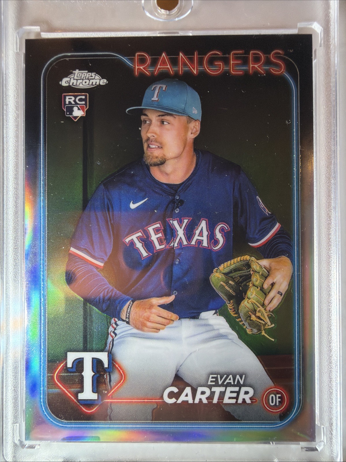 2024 Topps Chrome Evan Carter Image Variation SP Refractor #136 RC Rangers
