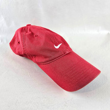 Vintage Nike Hat Cap Adjustable Red Silver Tag Y2K Strapback Baseball Cap Swoosh