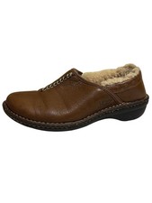 UGG Bettey Leather Clogs Brown Women  s Size 7 Slip-On Shearling Lining S/N 1928