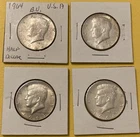 Lot Of 4 Silver Kennedy Half Dollars Dated 1964. Great Details 90% Silver