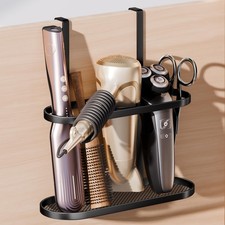 Hair Tool Organizer 3-in-1 Dryer Straightener Curling Iron Holder Black Elliptic