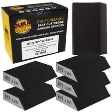120 Grit Hand Sanding Block Sponges Angled Edge, Box of 6 - 3.9" x 2.75" Wet/Dry