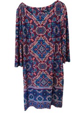 Chaps Boho Women’s Patterned Dress 12 Spring Summer Lightweight Colorful