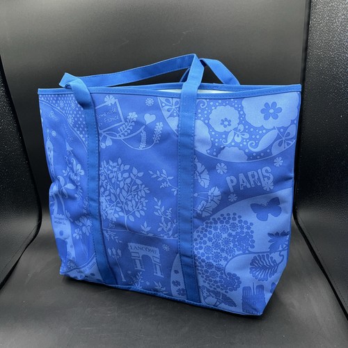 Lancome Paris Strandtasche - Einkaufstasche Stoff mit wasserdichtem Futter 16 1/2 x 13