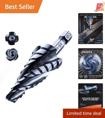 Toolant 4 Spiral Flute Cobalt Impact Drill Bit 1/4-3/4 Inches Metal Plastic