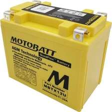 MotoBatt MBTX12U 14Ah 200 CCA AGM Powersports Battery replaces YTX12 YB12BB2