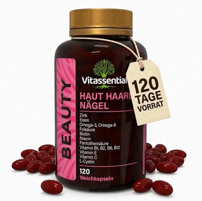 Skin Hair Nails - Hair Vitamins 120 High Dose Capsules | Biotin, zinc, iron, fol
