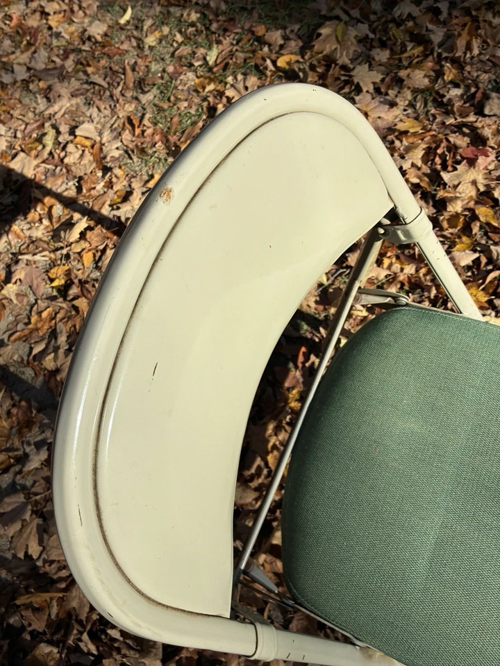 Silla Plegable Tapizada Verde Marco Metal American Seating Co De Colección EE. UU. MCM Foto 3 de 4