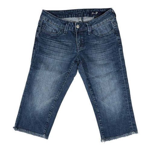 Seven 7 Women's Size 25 Capri Jeans Dark Wash Raw Hem Stretch Denim Casual Blue