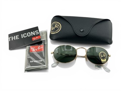 NWT Ray-Ban Oval Flat Lenses RB 3547 Oval Gold Green G-15 Classic Sunglasses