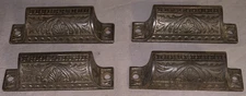 Great Set  4  Antique  Cast Iron  Bin  Cabinet  Pulls