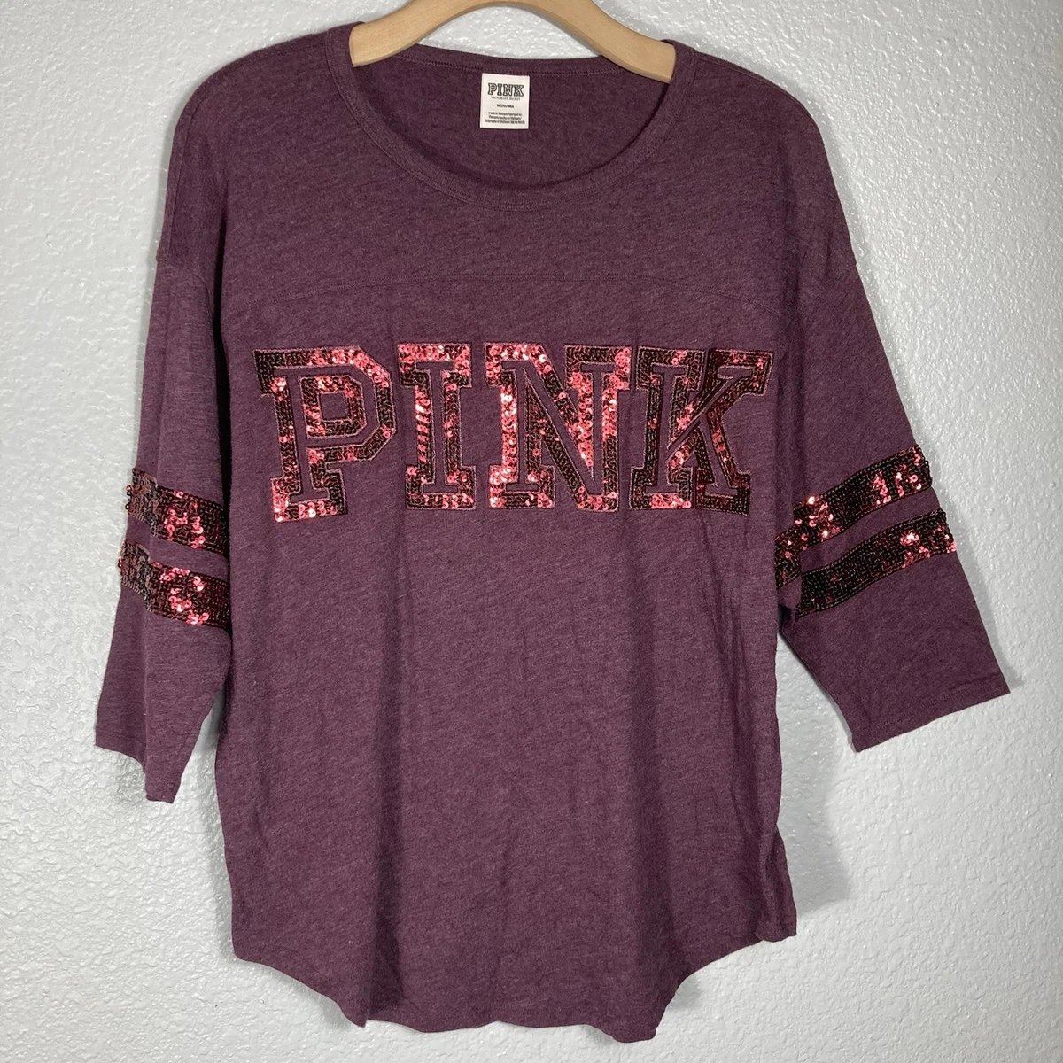 T-shirt Victoria's Secret Rare - Col Rond, Dos Ouvert, Paillettes Rose - Neuf Avec étiquette