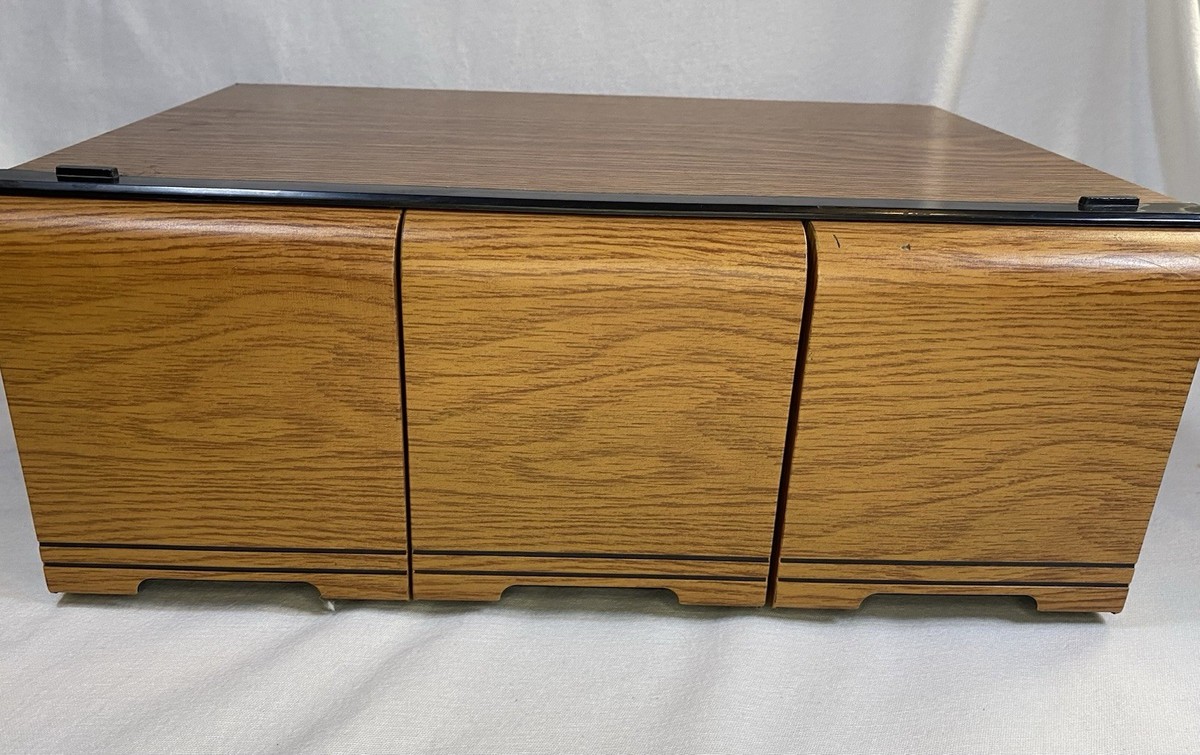Vintage 3 Drawer 60 CD Storage Holder Case Faux Wood STACKABLE | eBay