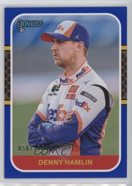2020 Panini Donruss NASCAR Retro 1987 Blue 50/199 Denny Hamlin #174 8hh