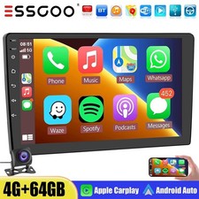 4 64G 9" Double DIN Android 14 Wireless CarPlay Car Stereo Radio GPS Navi Camera