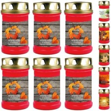 Grabkerze - 6er Pack - 48h Grablicht Grableuchte Grab Kerze Grablampe Natur Rot