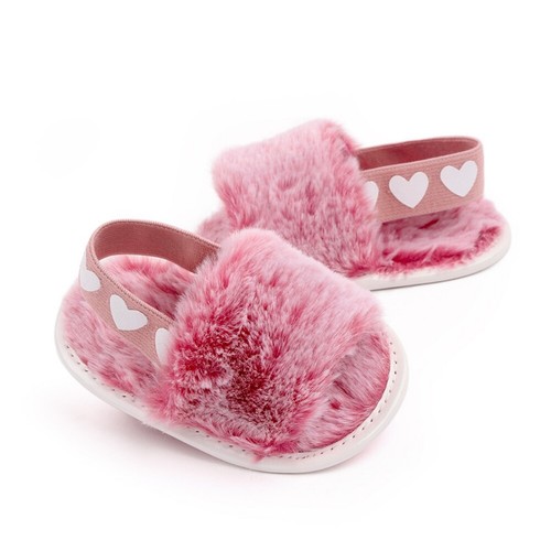 0-18M Baby Girls Warm Fuzzy Slipper Toddler Prewalker Shoes Plush Sandals UK - Picture 10 of 17