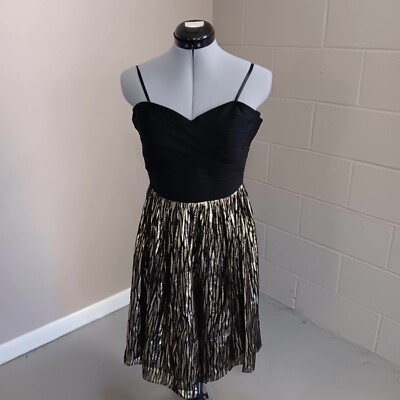 Erin Fetherston Silk A line Dress Womens Sz Small Black Gold Sleeveless  Bandage | eBay