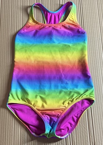 Speedo Girls Size 14 One Piece Bathing Suit Rainbow Swimming Racer Back Kids - Picture 11 of 11
