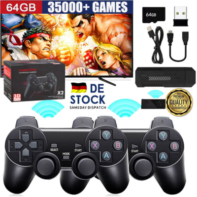 35000+Retro Videospielkonsole 4K HD TV Spiele Stick 64G w/2 Wireless Gamepad DE