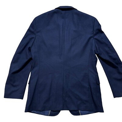 English Manor Men's 41 R Jacket Blazer 100% Wool Gold Buttons Navy