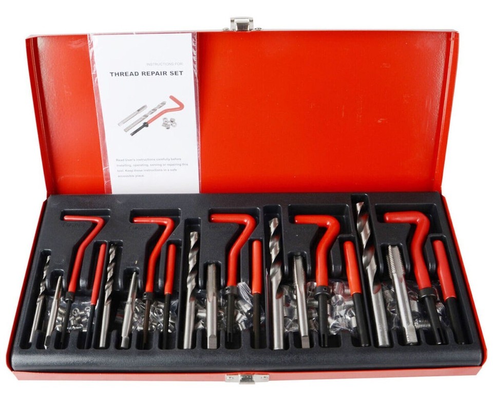 131Pc Thread Repair Kit HSS Drill Helicoil Metric Set Heli Coil Tap ...