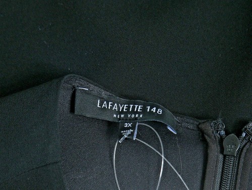 VESTIDO SACO LAFAYETTE 148 NEGRO MANGA ESCALONADA - CREPÉ SECO CORTE RECTO - TALLA 3XL - Imagen 3 de 6