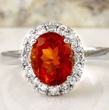 2.55Ct Natural Madeira Citrine and Diamond 14K Solid White Gold Ring