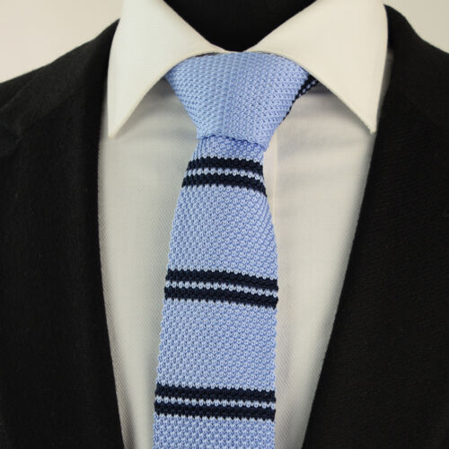 MENS HAND KNIT TIE SLIM WOVEN STRIPE CHECK DESIGN COTTON STYLE MADE & UK Seller - Picture 4 of 10