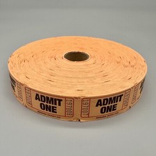 1 Roll, 2,000 Orange Admit One Tickets Carnival Fun Fair Festival Raffle