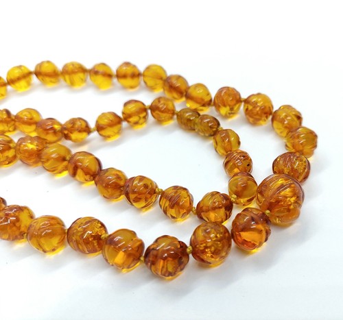 Collier En Ambre Naturel De La Baltique - Perles Baroques - Longueur 54cm - 53 Grammes