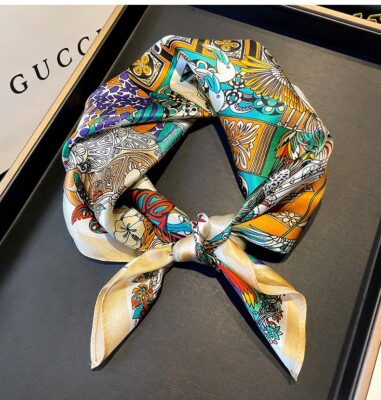100% Silk 21'' Square Scarf Women Neckerchief Wrap Turban Fashion Animal Pattern
