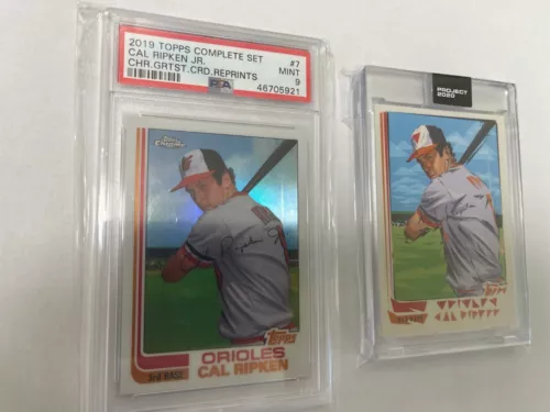 PSA 9 Topps 2019 Cal Ripken Jr. #7 & Topps Project 2020 #393 (Naturel) - Orioles