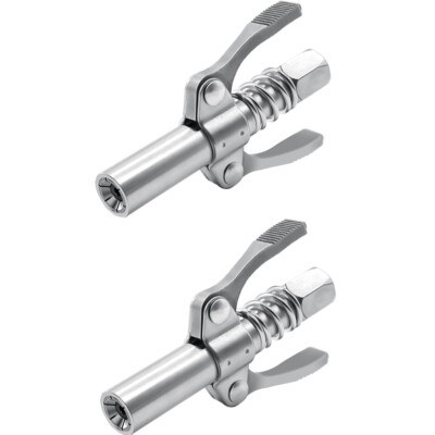 2x Grease Gun Coupler Double Handle High Pressure Quick Release Lock Oil Nozzles