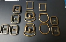 12 Antique North & Judd + Others Solid Bronze Horse Harness Buckle Anchor Brand 