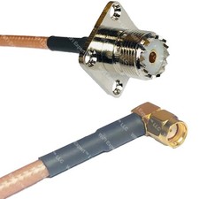 RG400 UHF Female Flange to RP-SMA MALE ANGLE RF Cable FAST-SHIP LOT