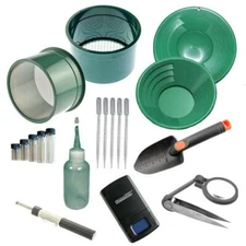  M10 Green Mini Gold Classifier Screen & Gold Pan Panning Kit 12" &10" Pans