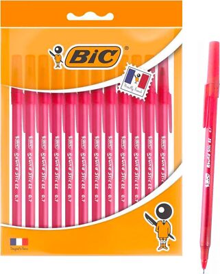 Bic oil-based ballpoint pen round stick 0.7mm red 12 pieces