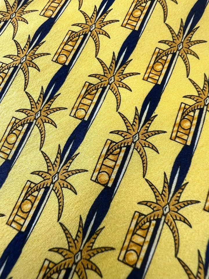 LANVIN PARIS DRESS SUIT DESIGNER 100%SILK NECKTIE TIE YELLOW Made in France 👔❤️ - Image 3 of 4