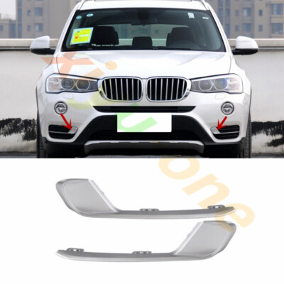Pair Left Right Bumper Fog Light Grille Trim Strip For BMW X3 F25 2014-2017 
