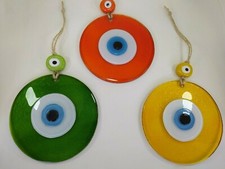 Evil Eye Set of 3 Glass Beads 12cm Pendant Charm Turkish Amulet Boho Home Decor