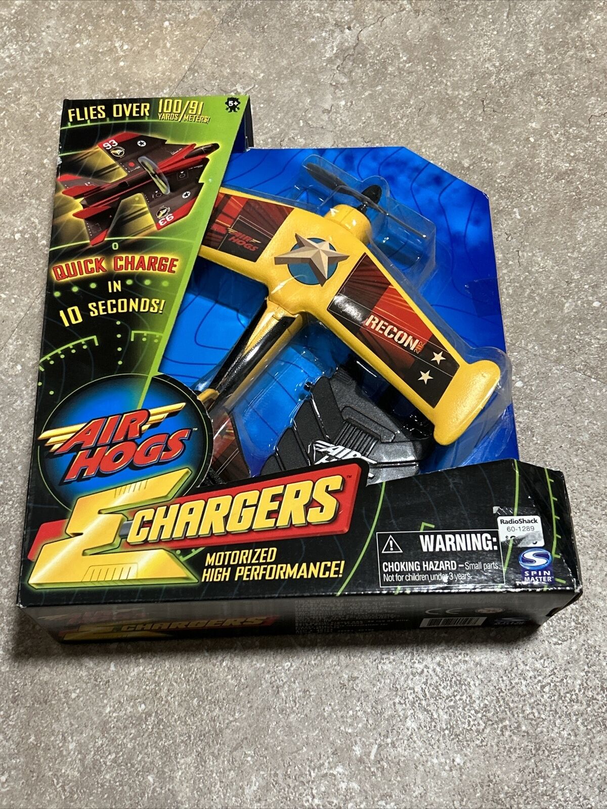 2005 Air Hogs E Chargers Toy Recon 2112 Airplane New In Box YELLOW AND BLACK