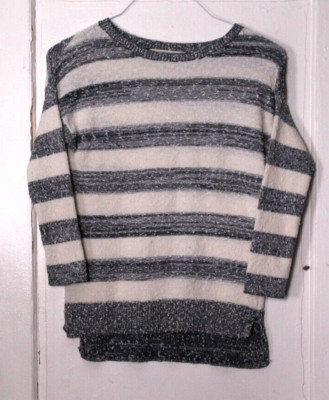 ANN TAYLOR LOFT SWEATER ladies size S navy blue cream stripe knobby silk blend