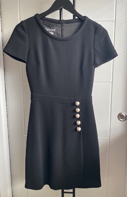 Moschino boutique Black Wool Pearl Dress Size UK 4 IT 36