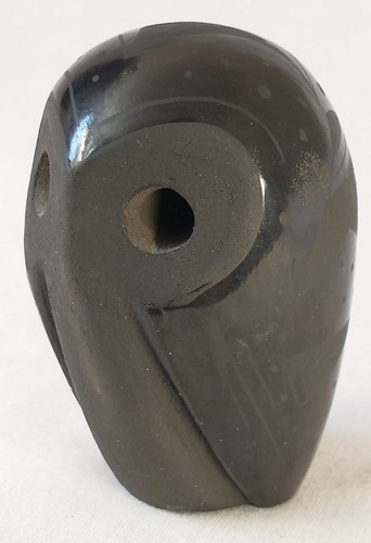 Merton Sisneros Santa Clara Pueblo Black Pottery Owl Signed Dated 12-02 READ - Picture 2 of 10