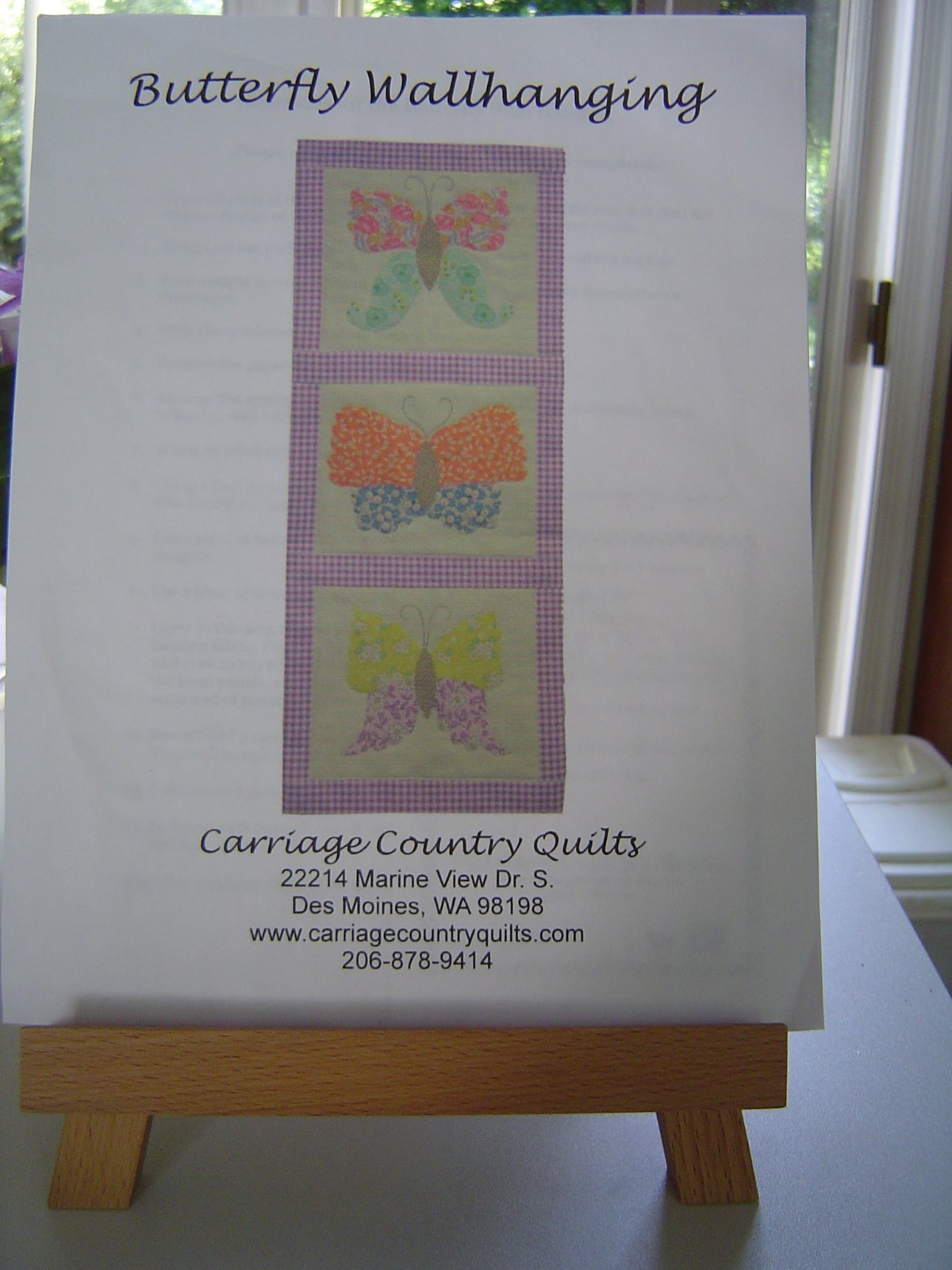 Butterfly Wallhanging Pattern from Carriage Country Quilts | eBay
