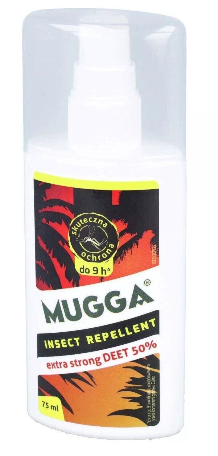 MUGGA - REPELLENTE PER INSETTI, SPRAY, 50% DEET, 75 ML, P&amp;P GRATUITO