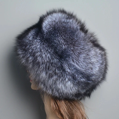 Natürliches Fuchspelz Damen Winter warm flauschig beliebt weiblich rund Mütze Echtfell Mützen - Bild 31 von 32
